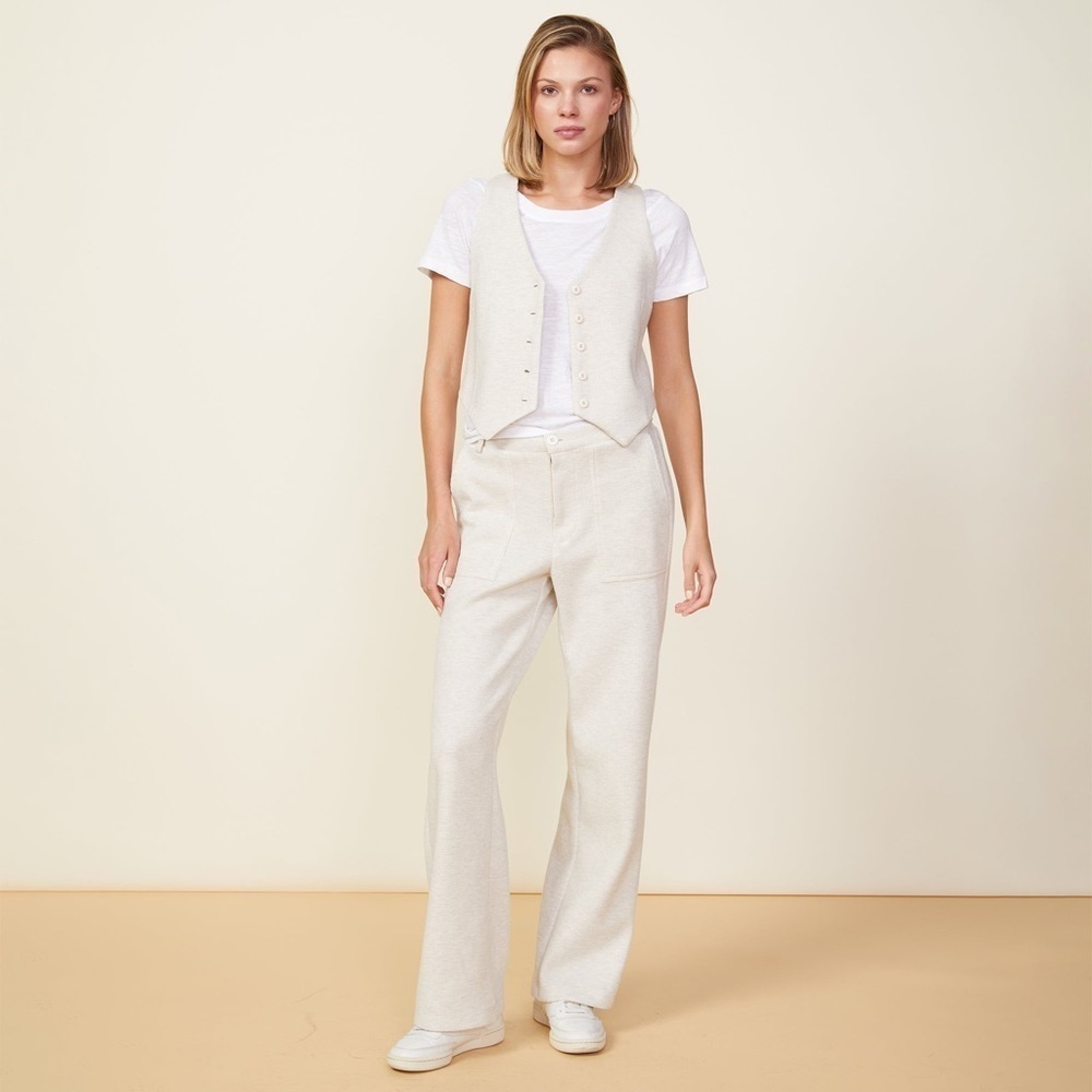 Monrow Waffle Knit Thermal High Rise Patch Pocket Pants in Ash size Medium